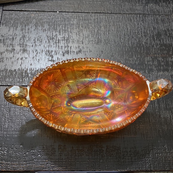 Vintage Imperial Glass Star & File Marigold Sawtooth Bowl! - Picture 3 of 7